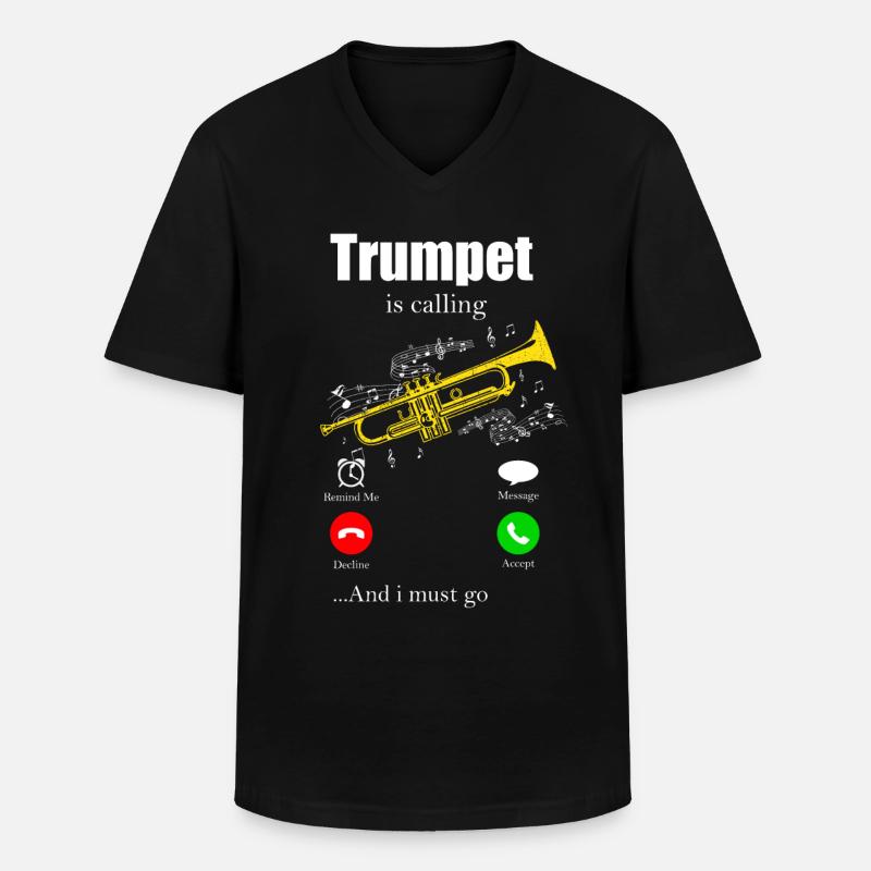 Trompete - Männer-T-Shirt mit V-Ausschnitt - Schwarz