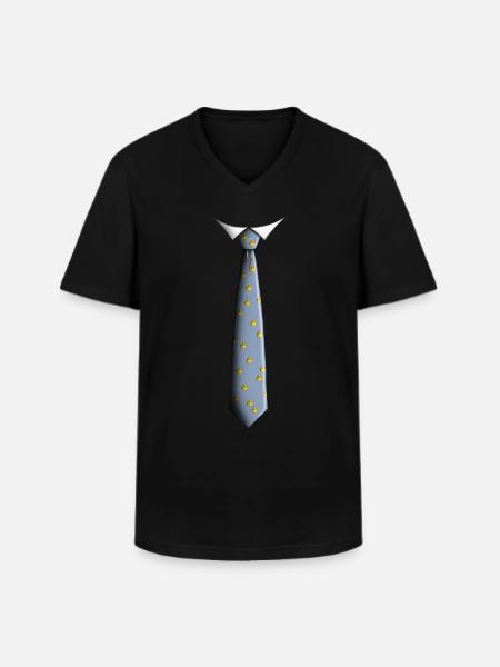 Tie with ducks - Men's V-Neck T-Shirt - black