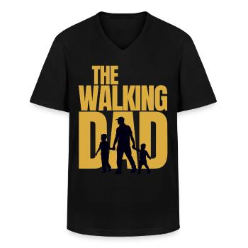 The walking Dad - Papa Papi Vater Vatertag - Männer-T-Shirt mit V-Ausschnitt - Schwarz - Vorne - AI Model Male 178 dark (178cm)