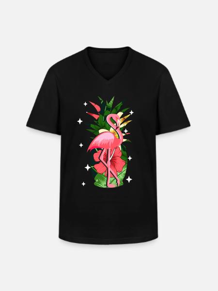 Flamingo Rosa - Men's V-Neck T-Shirt - black