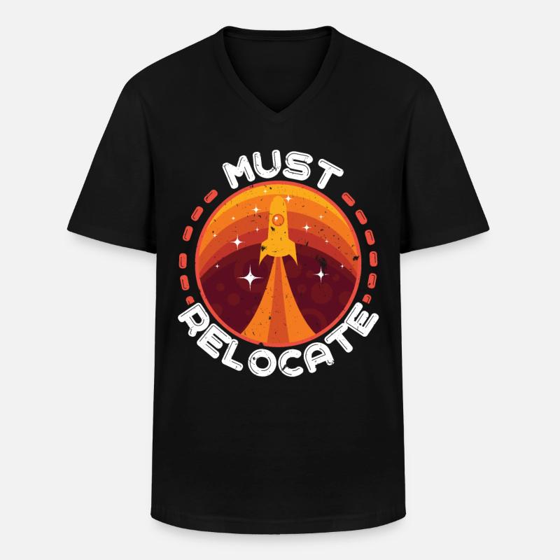 Mars - Männer-T-Shirt mit V-Ausschnitt - Schwarz
