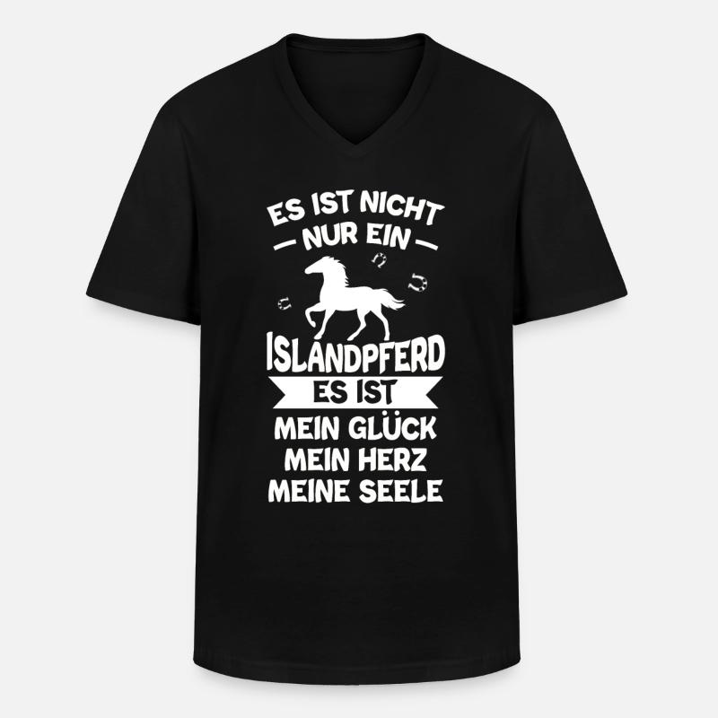Islandpferd - Männer-T-Shirt mit V-Ausschnitt - Schwarz