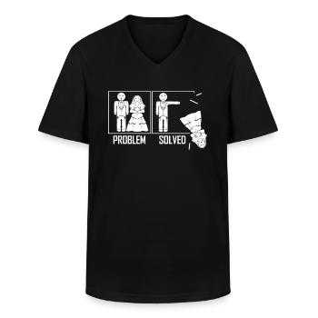 Problème Solved - mariage problème de divorce solution - T-shirt col V Homme - noir - Devant - AI Model Male 178 dark (178cm)