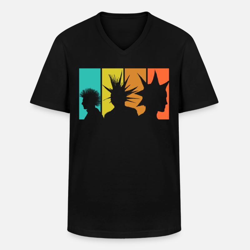 Punker Retro - Männer-T-Shirt mit V-Ausschnitt - Schwarz
