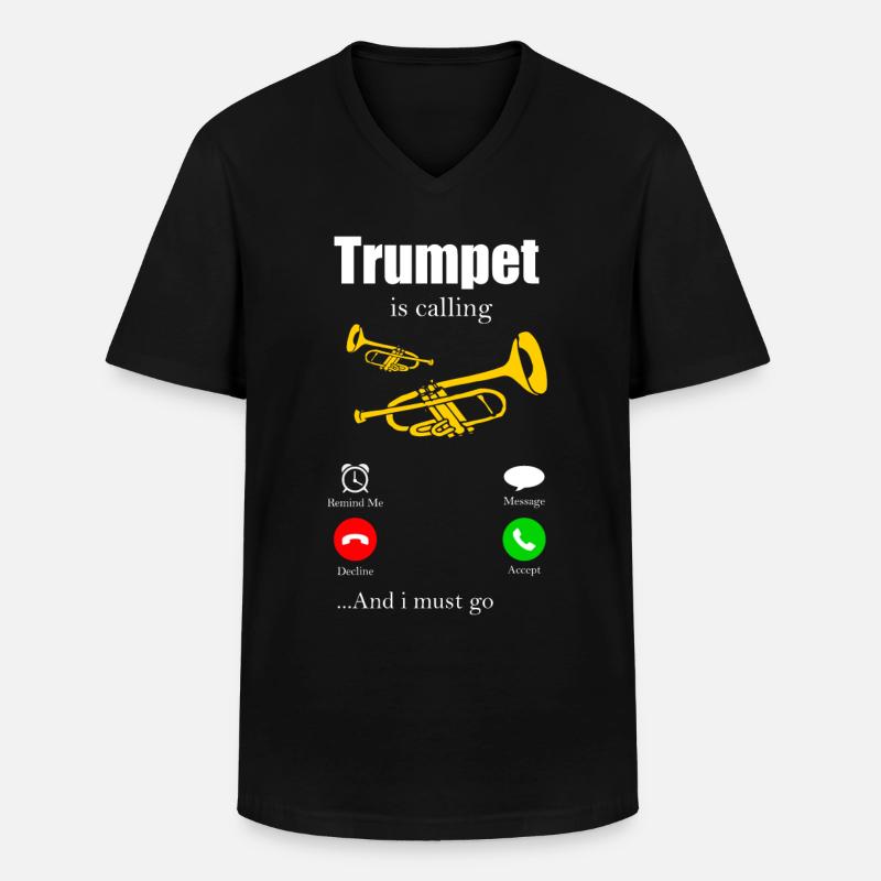 Trompete - Männer-T-Shirt mit V-Ausschnitt - Schwarz