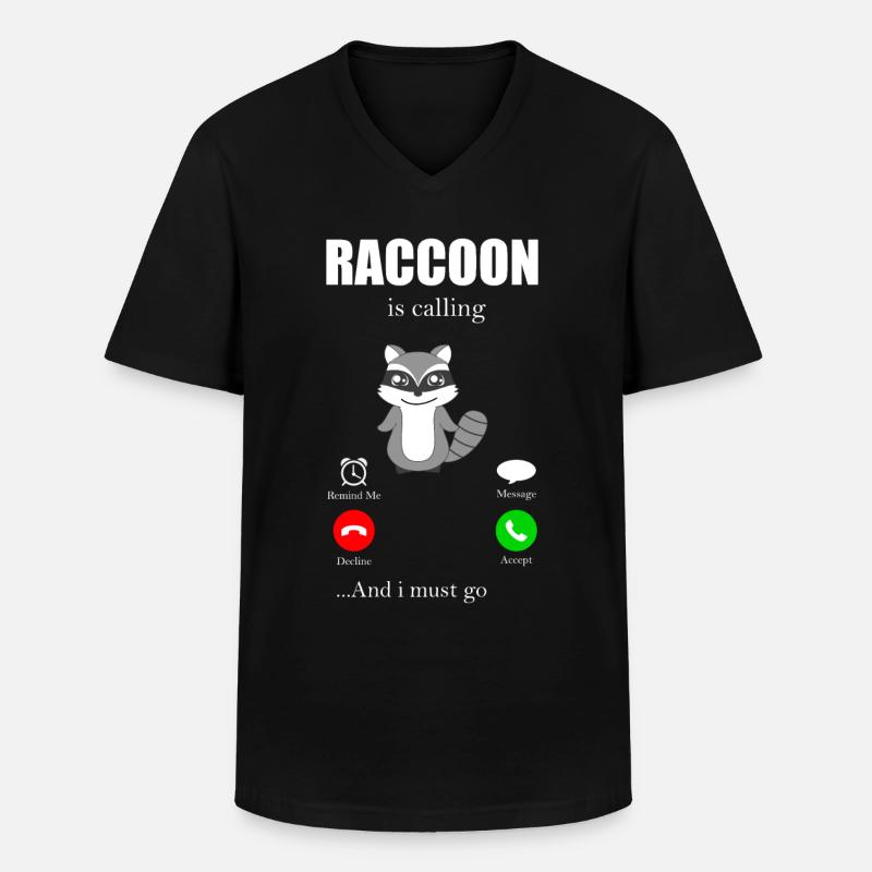 Waschbär - Männer-T-Shirt mit V-Ausschnitt - Schwarz