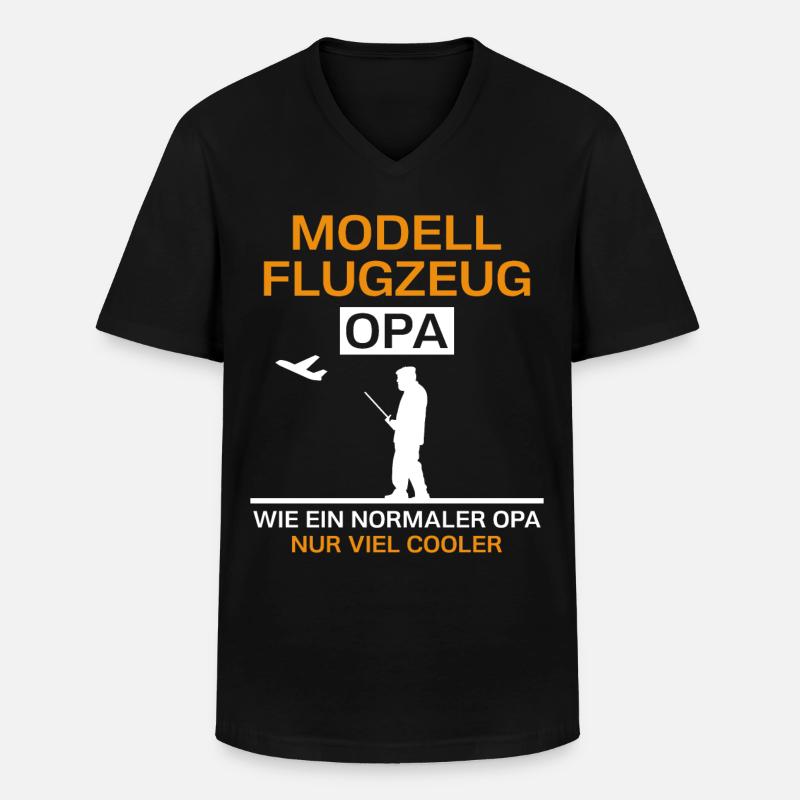 Modell Flugzeug Opa - Männer-T-Shirt mit V-Ausschnitt - Schwarz