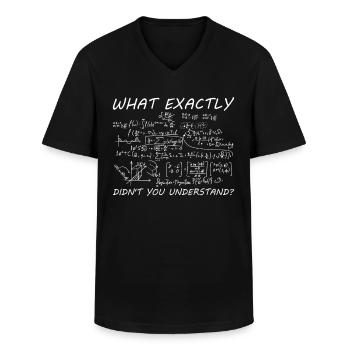 Maths Que sais-tu exactement Pas mathématique - T-shirt col V Homme - noir - Devant - AI Model Male 178 dark (178cm)