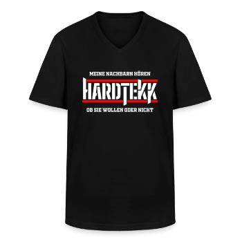 Mes voisins écoutent Hardtekk - Drôle de sort - T-shirt col V Homme - noir - Devant - AI Model Male 178 dark (178cm)