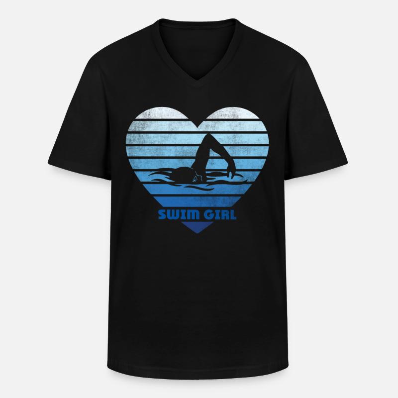 Schwimmerin Schwimmen Mädchen - Männer-T-Shirt mit V-Ausschnitt - Schwarz