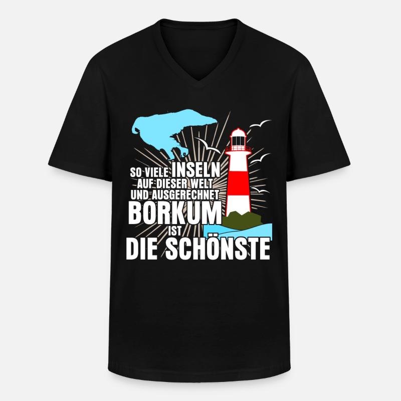 Borkum Insel Spruch - Männer-T-Shirt mit V-Ausschnitt - Schwarz