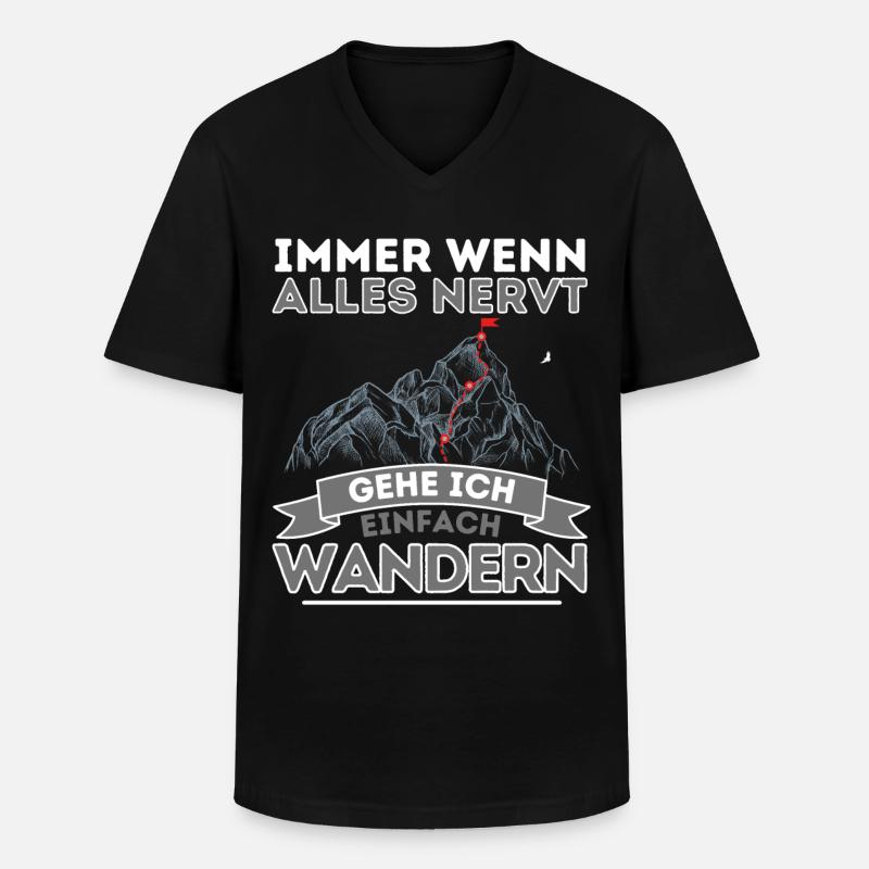wandern - Männer-T-Shirt mit V-Ausschnitt - Schwarz
