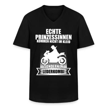 Motorrad Frau - Bikerin Spruch Geschenk Prinzessin - Männer-T-Shirt mit V-Ausschnitt - Schwarz - Vorne - AI Model Male 178 dark (178cm)
