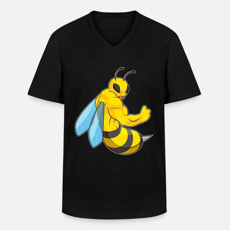 Bee as a bodybuilder - Men's V-Neck T-Shirt - black