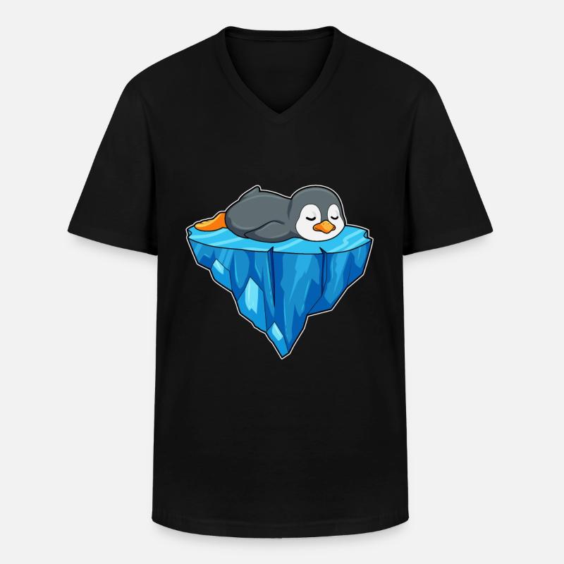 Pinguin auf Eisscholle - Männer-T-Shirt mit V-Ausschnitt - Schwarz