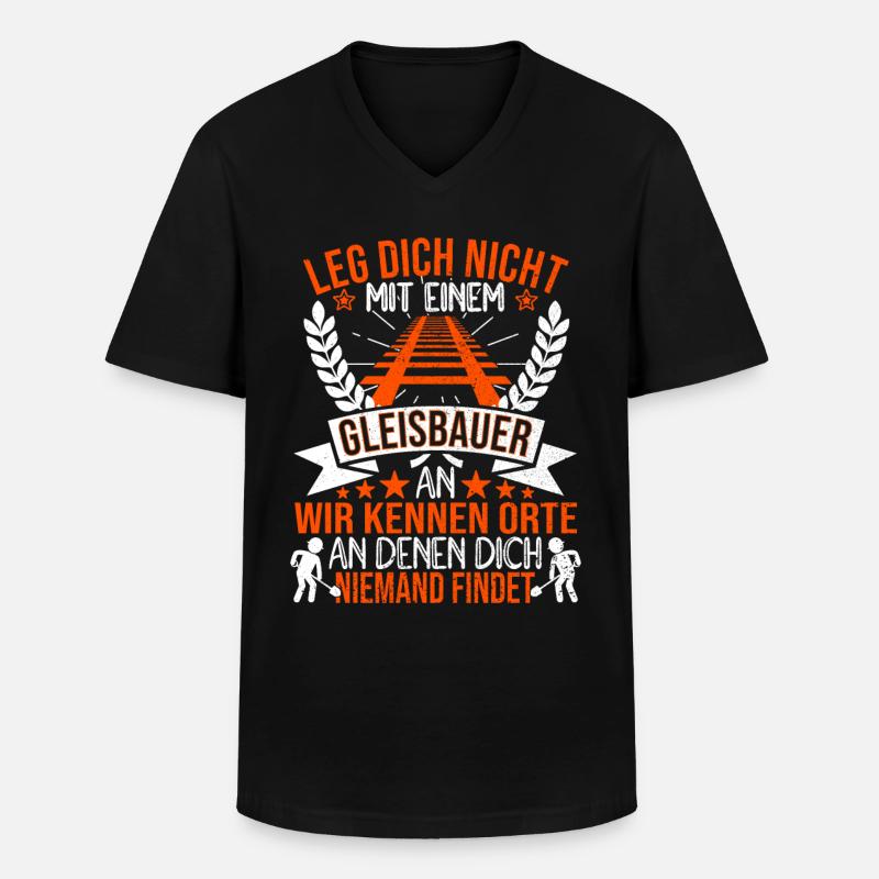 Gleisbauer Gleisbauarbeiter Schienenarbeiter - Männer-T-Shirt mit V-Ausschnitt - Schwarz