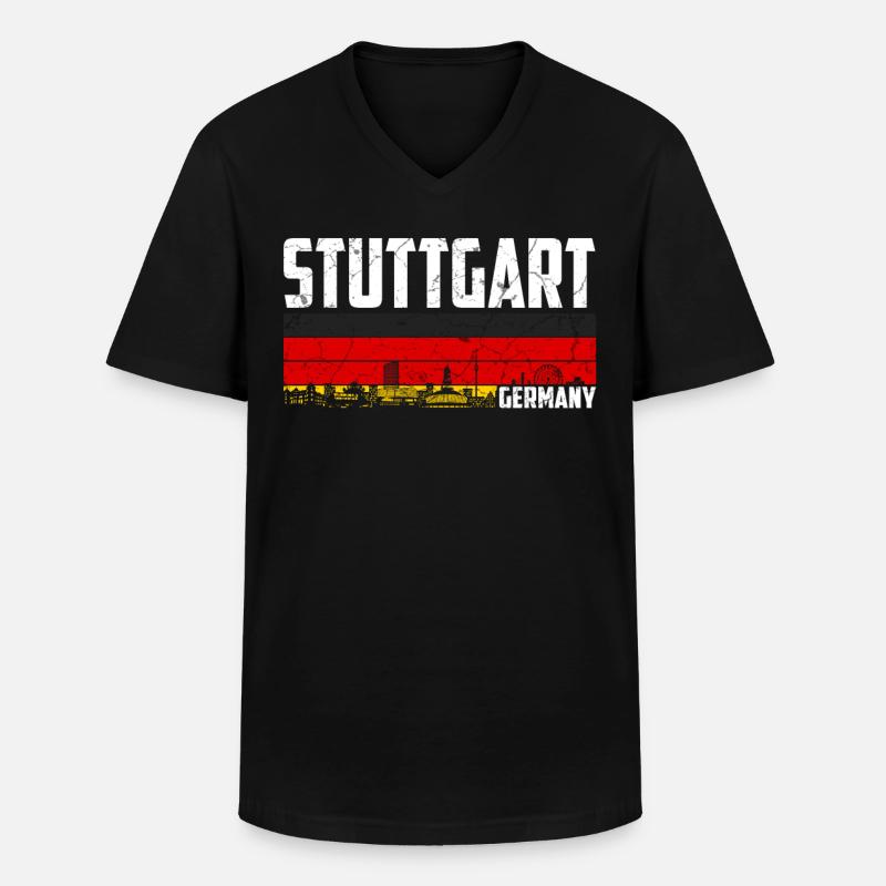 Stuttgart Deutschland - Männer-T-Shirt mit V-Ausschnitt - Schwarz