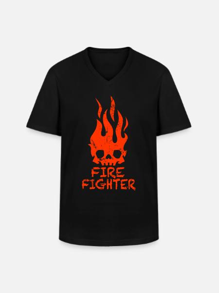 Firefighter Firefighters Pompier - T-shirt col V Homme - noir