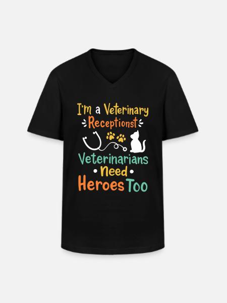 Veterinary Receptionist Veterinary Assistant Gift - Men's V-Neck T-Shirt - black