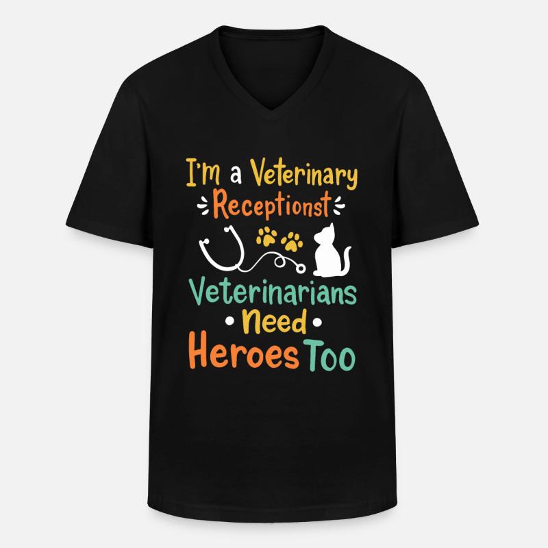 Veterinary Receptionist Veterinary Assistant Gift - Men's V-Neck T-Shirt - black