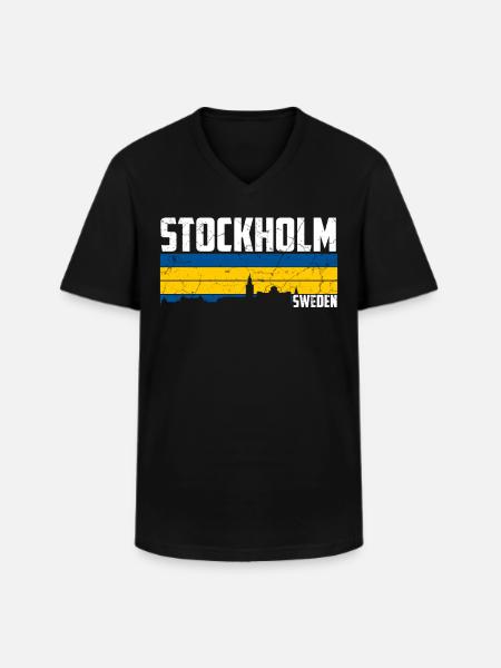 Stockholm Skyline - Men's V-Neck T-Shirt - black