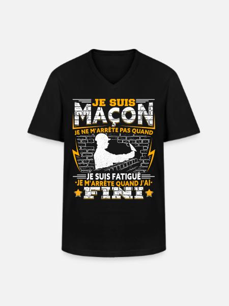 Maçon Maçonnerie Macon - T-shirt col V Homme - noir