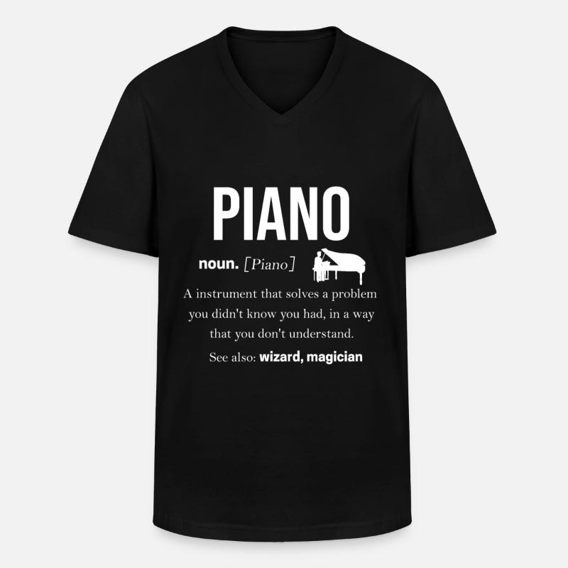 Piano - Männer-T-Shirt mit V-Ausschnitt - Schwarz