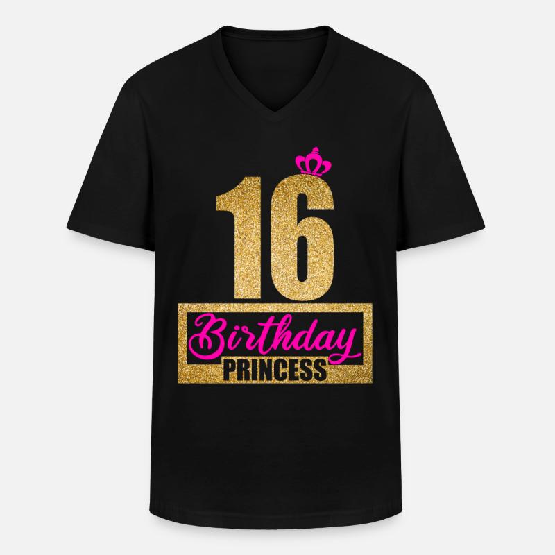16 ° compleanno 16 anni 16 ° compleanno Principessa - Maglietta da uomo classica con scollo a V - nero