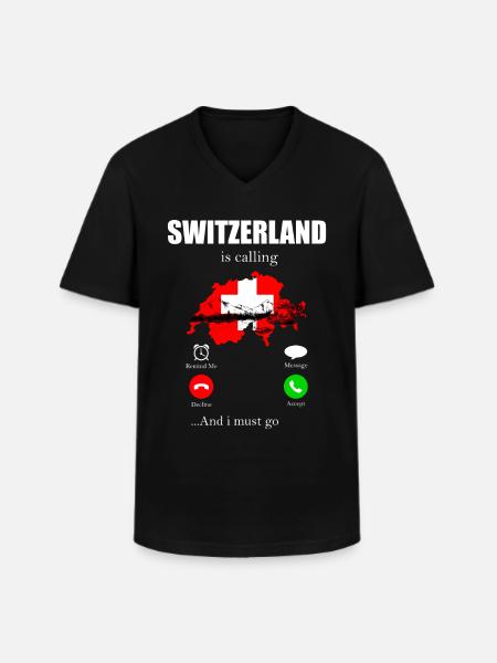Suisse - T-shirt col V Homme - noir