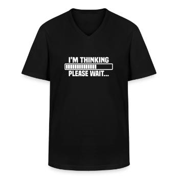 I m thinking, please wait - Männer-T-Shirt mit V-Ausschnitt - Schwarz - Vorne - AI Model Male 178 dark (178cm)