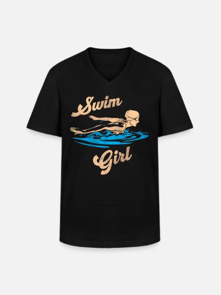 Schwimmerin Schwimmen Mädchen - Männer-T-Shirt mit V-Ausschnitt - Schwarz