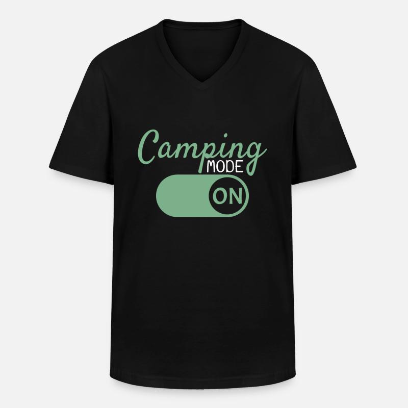 Camping Mode On - Männer-T-Shirt mit V-Ausschnitt - Schwarz