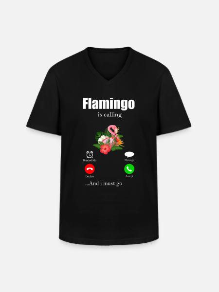 Flamingo - T-shirt col V Homme - noir