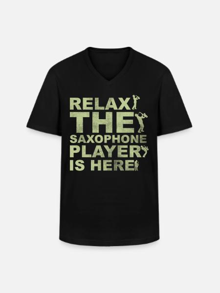 Retro Saxophone - Men's V-Neck T-Shirt - black