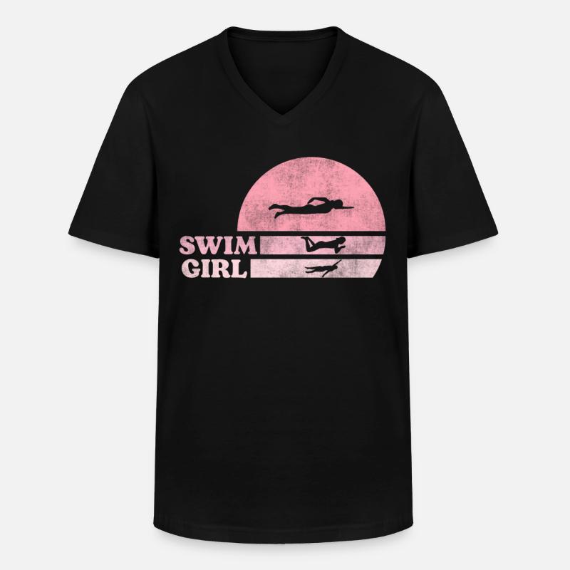 Schwimmerin Schwimmen Mädchen - Männer-T-Shirt mit V-Ausschnitt - Schwarz