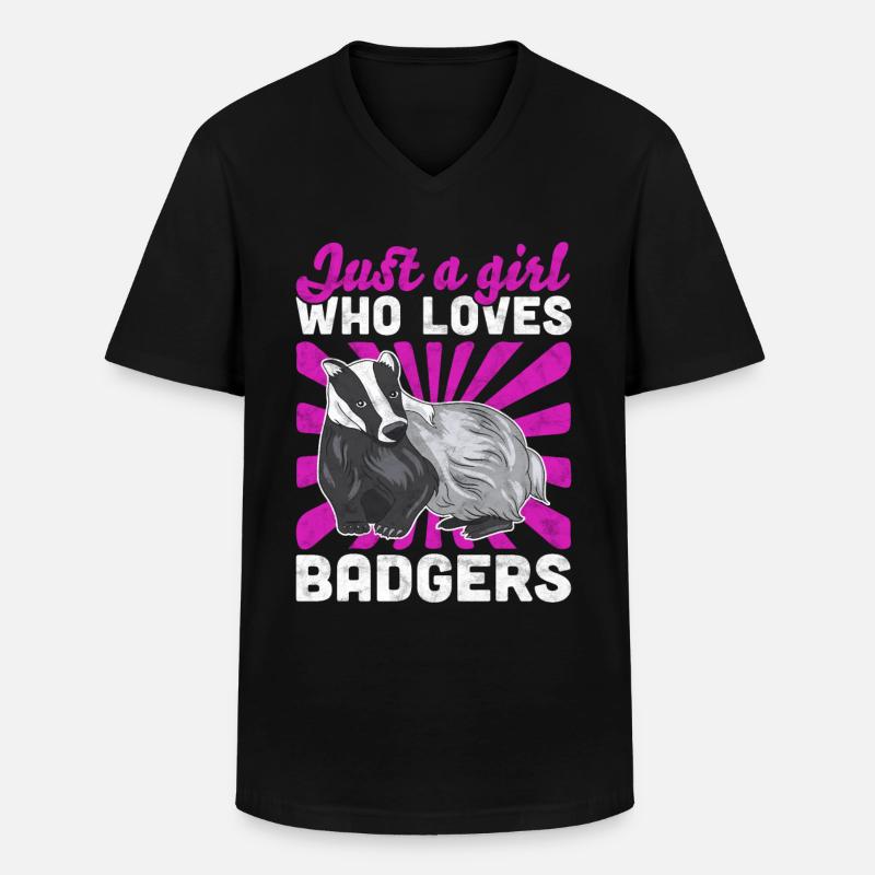 Nur ein Mädchen das Honigdachs liebt Dachs Spruch - Männer-T-Shirt mit V-Ausschnitt - Schwarz