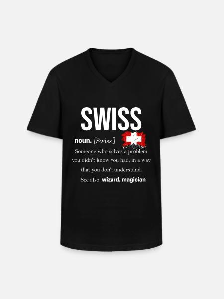 Switzerland - Men's V-Neck T-Shirt - black
