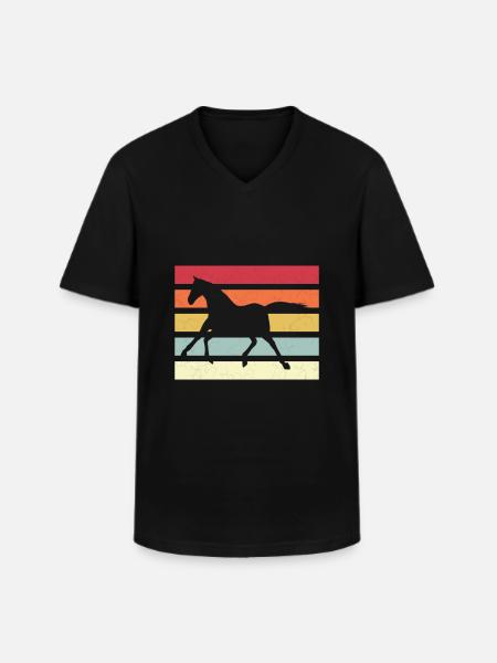 Rayures de cheval - T-shirt col V Homme - noir