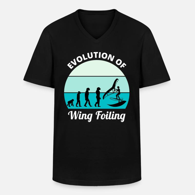 Wing Foiling Evolution Drôle - T-shirt col V Homme - noir