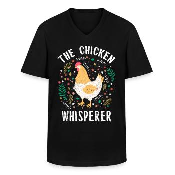 Poulet poulet poule poulet oissière poulet oissière - T-shirt col V Homme - noir - Devant - AI Model Male 178 dark (178cm)