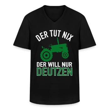Der Tut Nix Der Will Nur Deutzen - Traktor Bauern - Männer-T-Shirt mit V-Ausschnitt - Schwarz - Vorne - AI Model Male 178 dark (178cm)