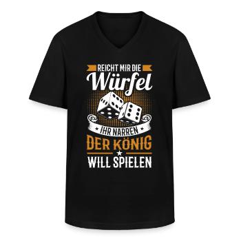 Reicht mir die Würfel ihr Narren der König will - Männer-T-Shirt mit V-Ausschnitt - Schwarz - Vorne - AI Model Male 178 dark (178cm)
