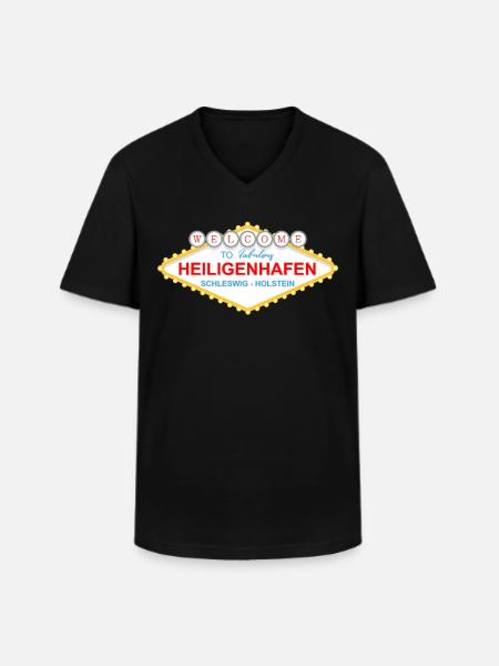 Heiligenhafen Schild Souvenir - Männer-T-Shirt mit V-Ausschnitt - Schwarz