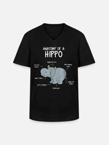 Hippo, Hippo Funny T-shirt Gift - Men's V-Neck T-Shirt - black