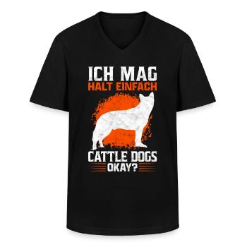 Ich mag Australian Cattle Dogs Spruch - Männer-T-Shirt mit V-Ausschnitt - Schwarz - Vorne - AI Model Male 178 dark (178cm)