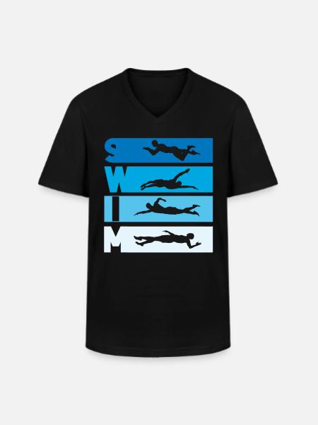 Swimming Swimmer Swim Coach - Männer-T-Shirt mit V-Ausschnitt - Schwarz