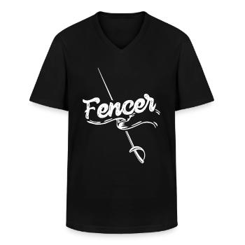 Fechter Hobby Degen Fechtsport Fechten - Männer-T-Shirt mit V-Ausschnitt - Schwarz - Vorne - AI Model Male 178 dark (178cm)