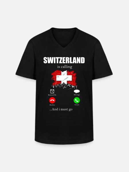 Switzerland - Men's V-Neck T-Shirt - black