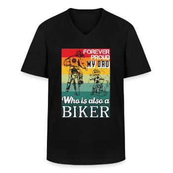 Biker Dad with Child on Motor Cross - Biker Dad - Men's V-Neck T-Shirt - black - Front - AI Model Male 178 dark (178cm)