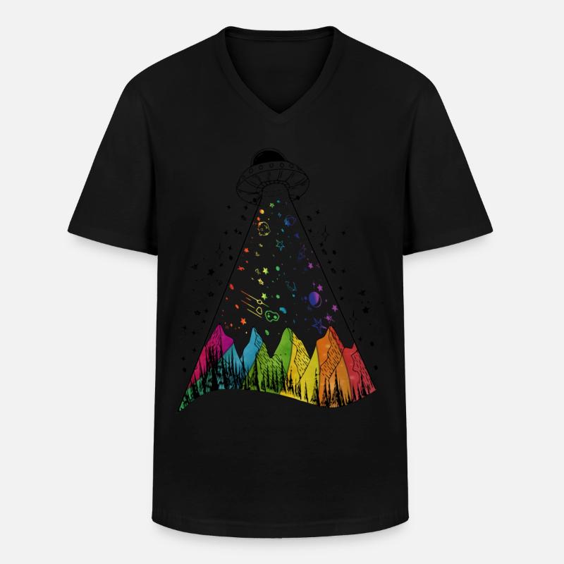 ufo regenbogen - Männer-T-Shirt mit V-Ausschnitt - Schwarz